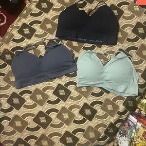 Pack of 3 Seamless Ribbed Bralette Tops – Black, Grey Mint –Stretchy Comfort Fit